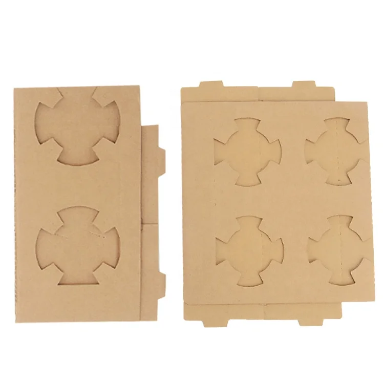 Eco-friendly Disposable Take Away Coffee Drink Carrier Cup Holder Corrugated Cardboard Paper 2 Coffee Cups Holder