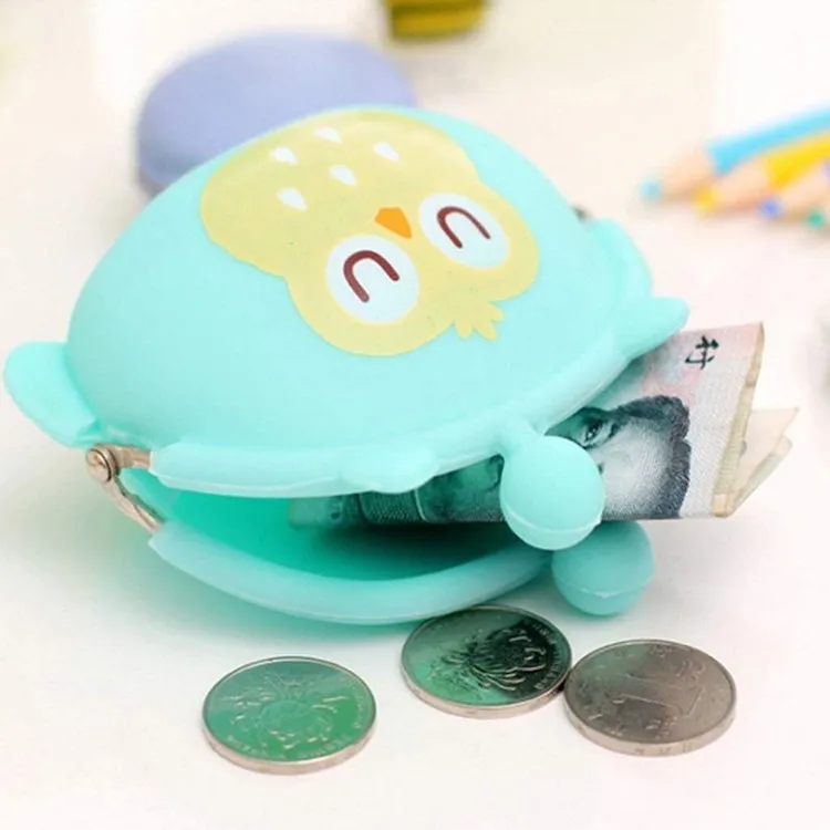 Cute Mini Coin Purse Owl Buckle Coin Bag Cartoon Silicone Handheld Small Capacity Bag Headphone Bag