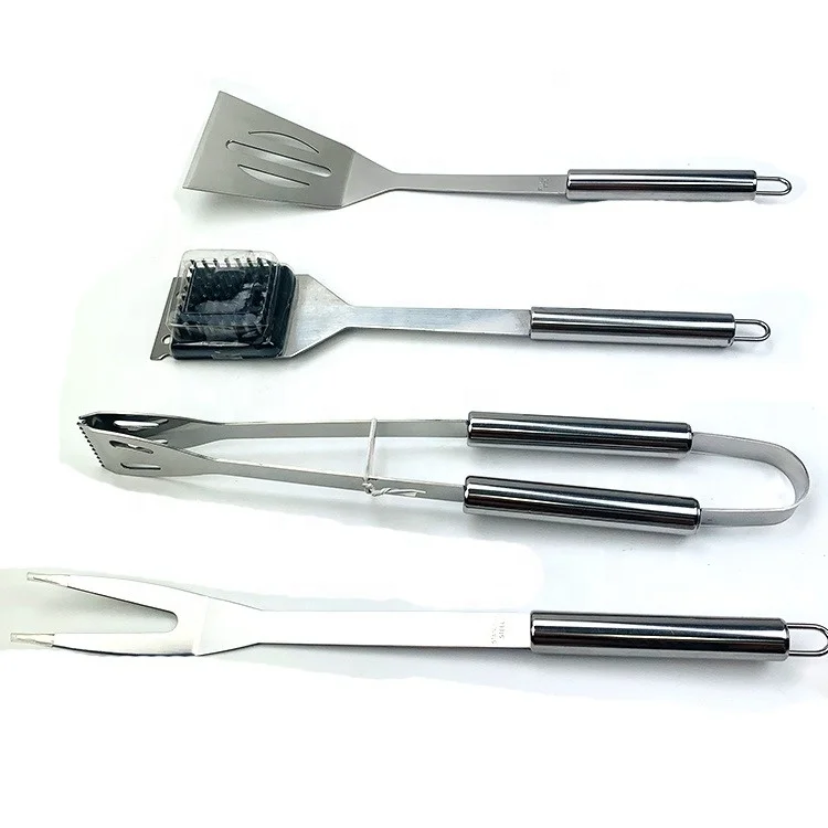 Лидер продаж инструменты для барбекю из нержавеющей стали 4 шт. набор с ручкой на открытом воздухе