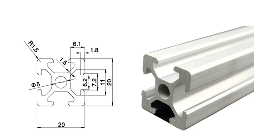2020 T Type Slot Aluminum Extrusion Profile 20mmx20mm Anodized Black Aluminum Linear Rail Guide Frame For Machine Cnc Workbench factory
