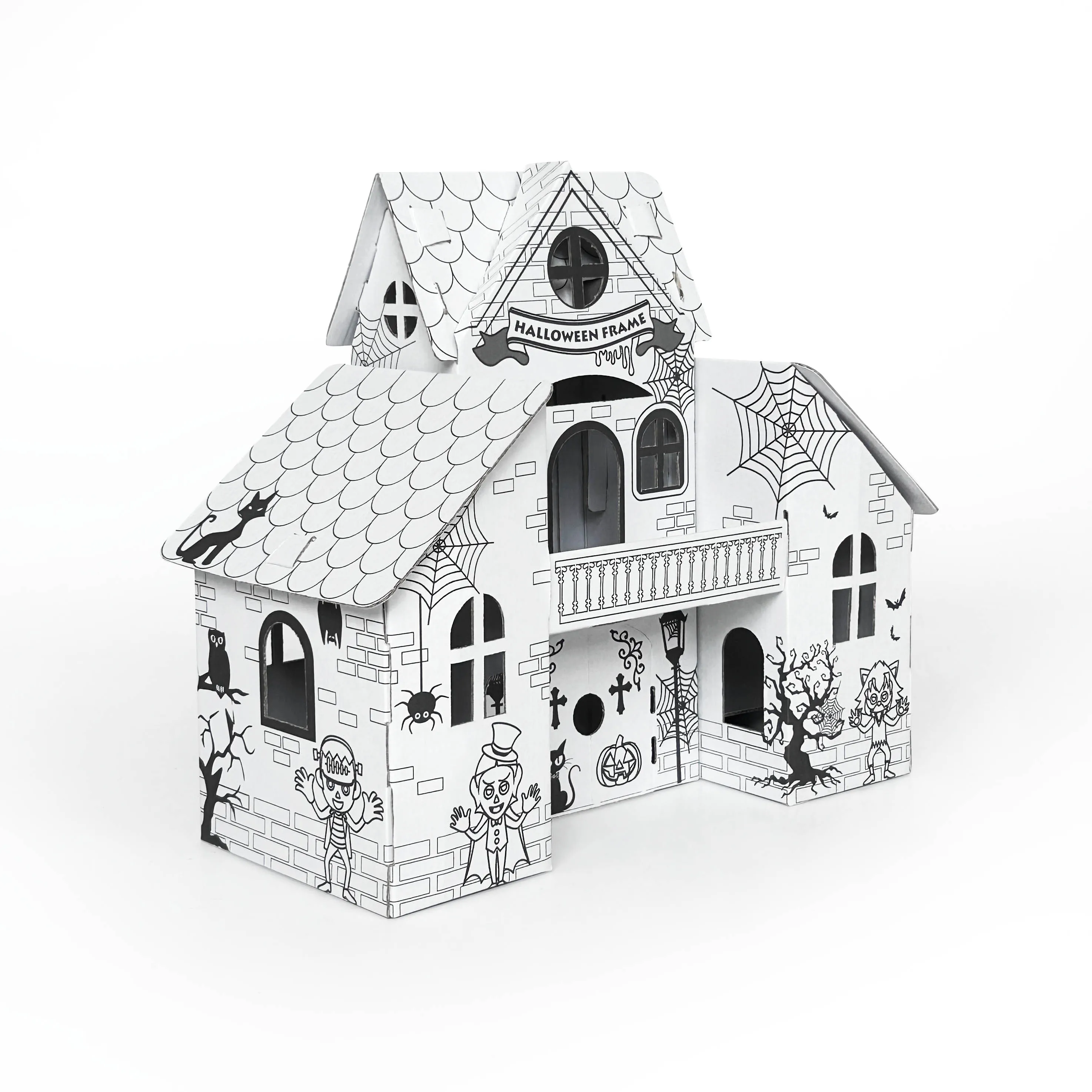 DIY Cardboard Playhouse Learning Early Educational Toys Creative Arts with Color