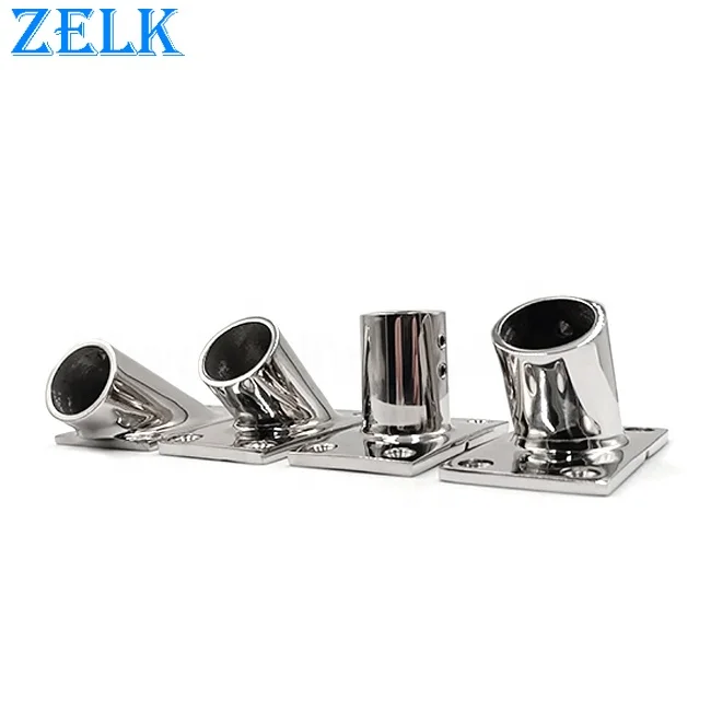 Stainless Steel Marine Hardware Mirror Polished 60 Degree Handrail Rectangular Base