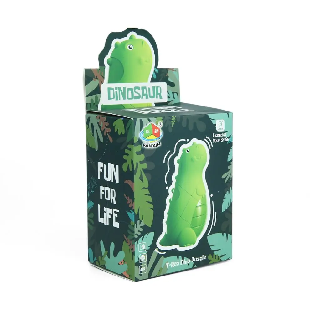 Wholesale abs plastic green dinosaur magic cube puzzle toy for kids