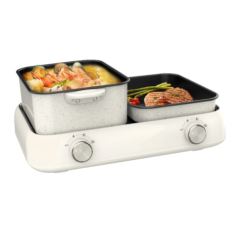 Multifunctional 2 in 1 Breakfast Maker Frying Steaming Pot Electric Hot Pot