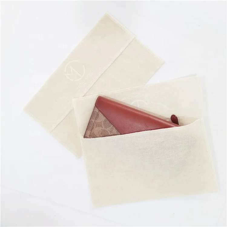 Custom Logo Printed Herringbone Cotton Envelop Dust Bag For Handbags Belts Packaging