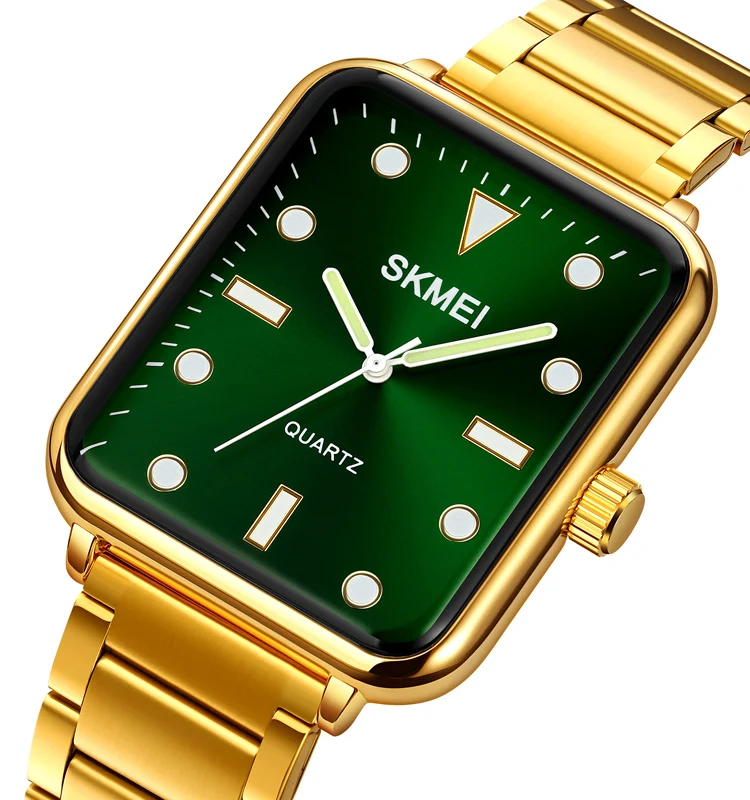 SKMEI 1954 customized business wrist luxury quartz 30m water resistant square case gold casual watch for men