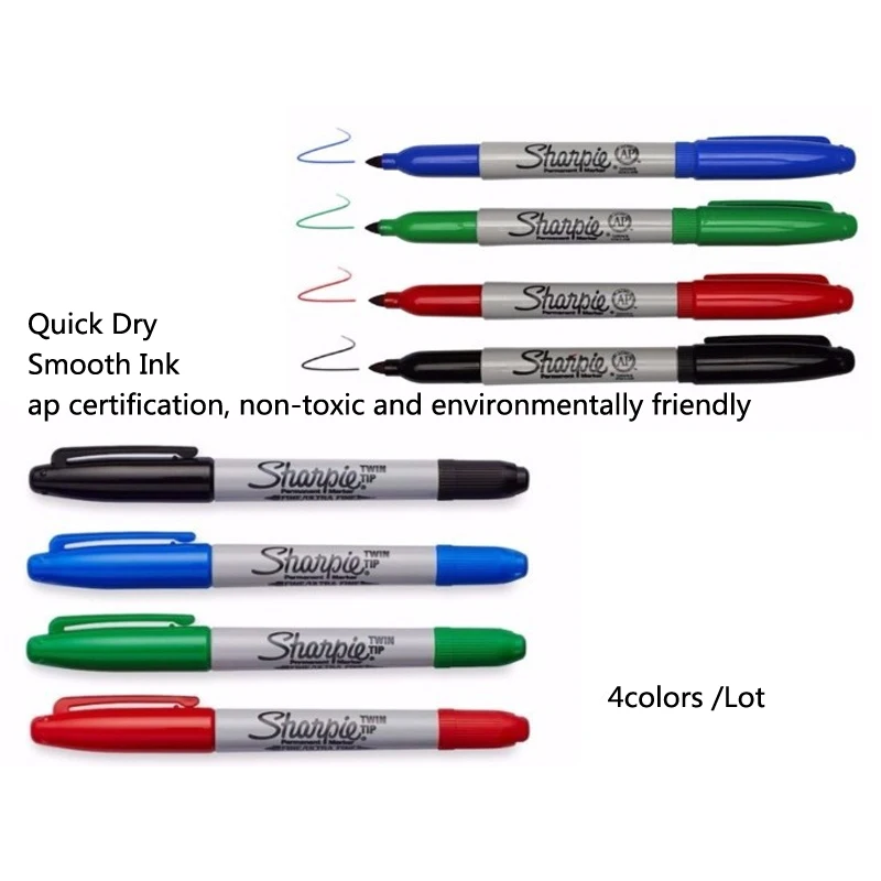 4 colors  Sharpie 32000 Fine Marker Pen Twin Tip Markers Quick Dry Ink Smooth Writing for Office,Laboratory,Industrial