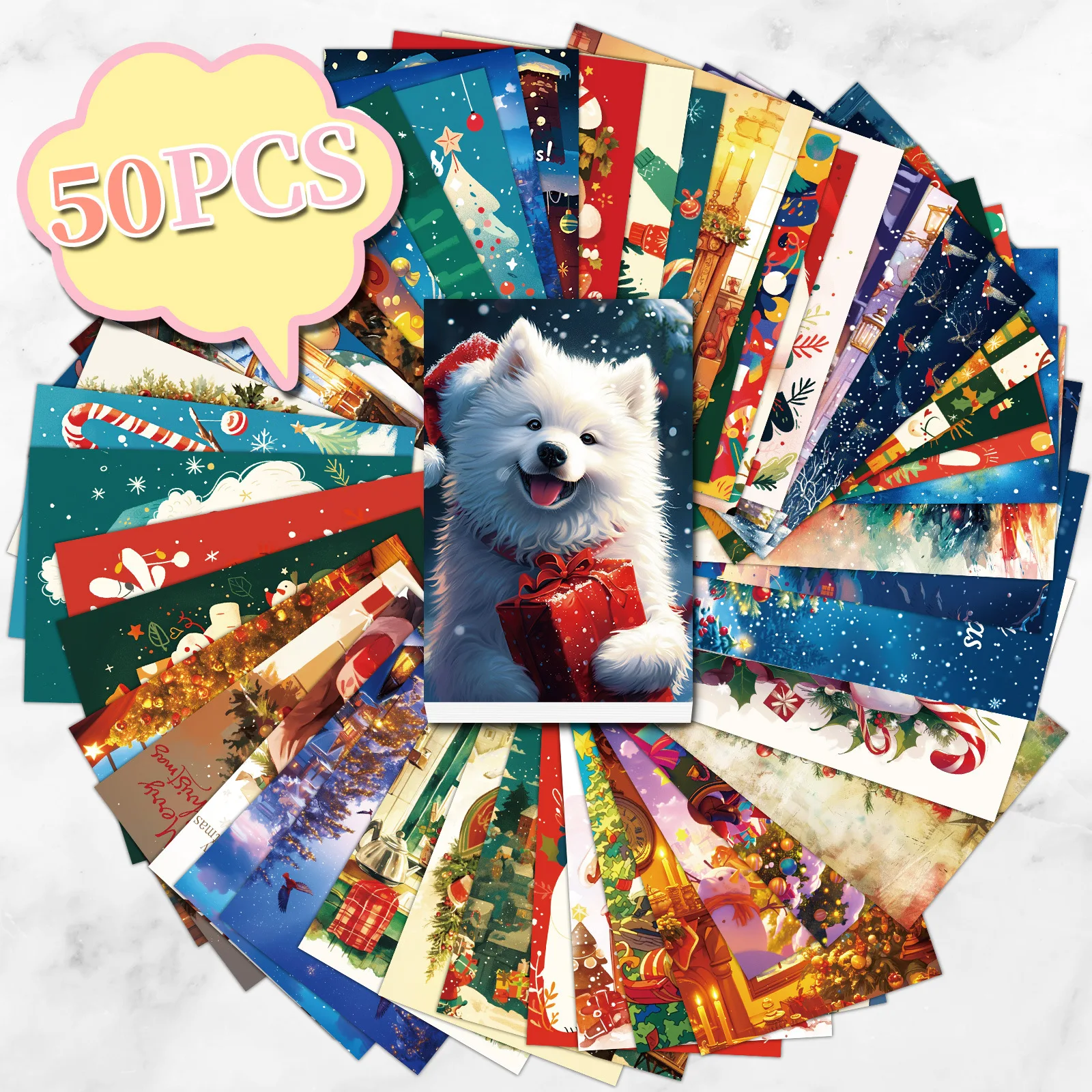 50 pcs Christmas day cards Christmas Family Party decoration greeting cards Snowflakes Snowmen wall cards Postcards