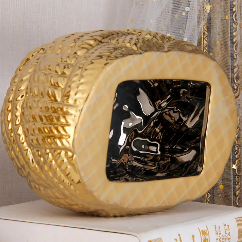 T029G Luxury ceramic tissue box napkin holder for dining table gold tissue holder for home decor