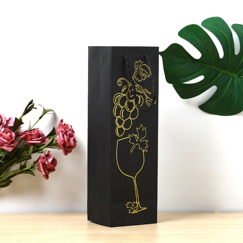 Wholesale printed wine bags wine bottle gift packaging paper bag