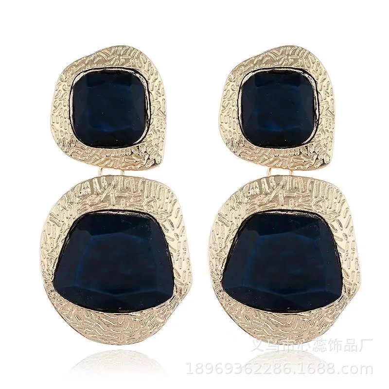 European and American exaggerated geometric irregular earrings cracked resin gemstone punk earrings jewelry