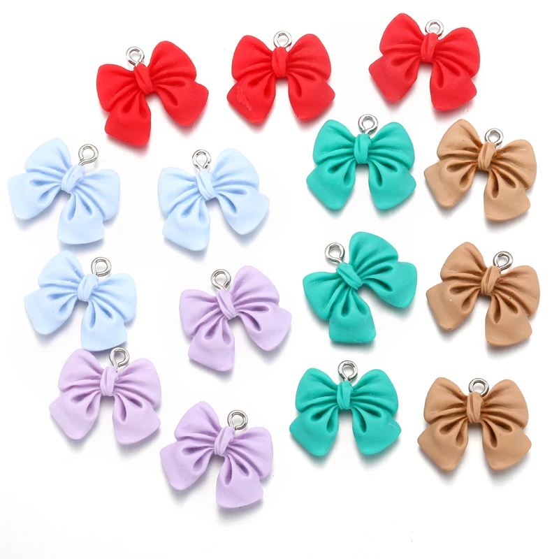 5 Color Resin bow tie Charms For Earrings bracelets Keychain Pendant DIY Jewelry Making 19x22mm W323