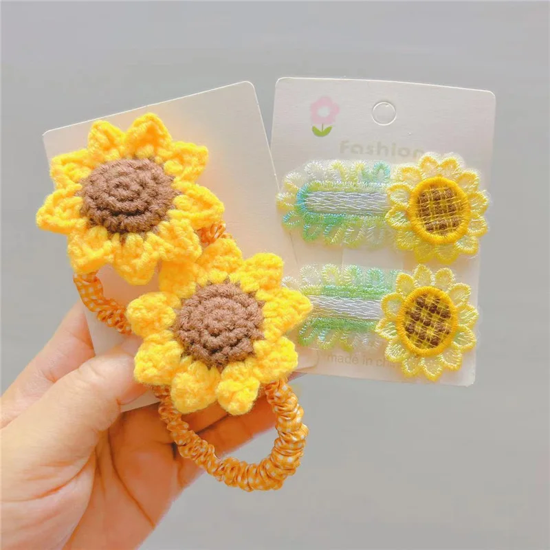 New Arrival High Elastic Rubber Band Sunflower Hair Tie Hair Accessories For Kids