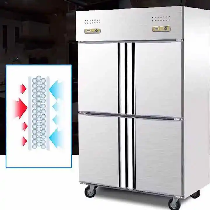 High Quality 4 Door Stainless Steel Frezzer Vertical Refrigerator Stand Up Frezzer Upright