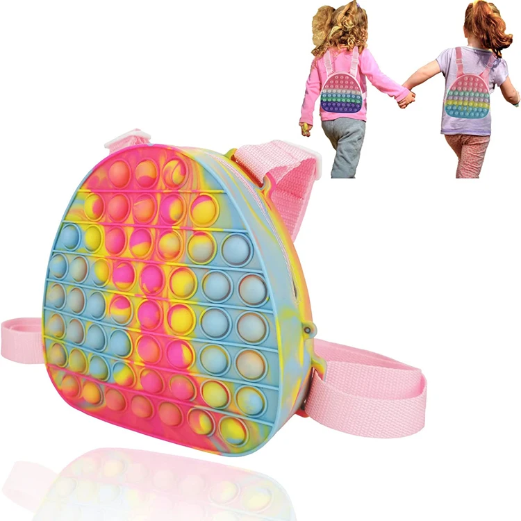 New Design Sensory Silicone Kids Bubble Pops Fidget Backpack Anxiety Stress Relief Fidget Toy Bag