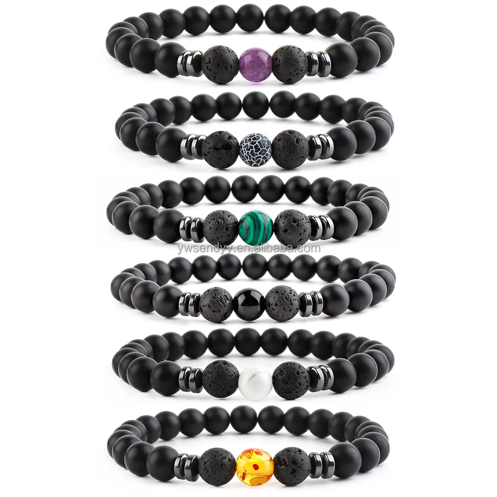 Hot Selling Black Tiger Eye Stone Men Beads Bracelet Beaded Magnetic Hematite Bracelets Bangle jewelry