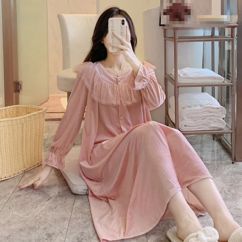 Оптовая продажа женская ночная рубашка с длинным рукавом одежда для сна длинная мягкая отдыха