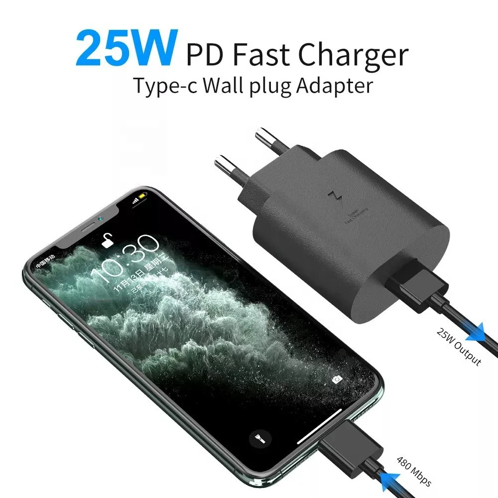 Original quality 25W 45W 3A super fast charger USB-C power adapter PD wall charger cargadores for samsung note20 S20 S10 Ultra