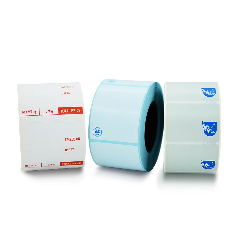 Custom printing or blank round labels  thermal label rolls with customized size 80mm 100mm for packaging