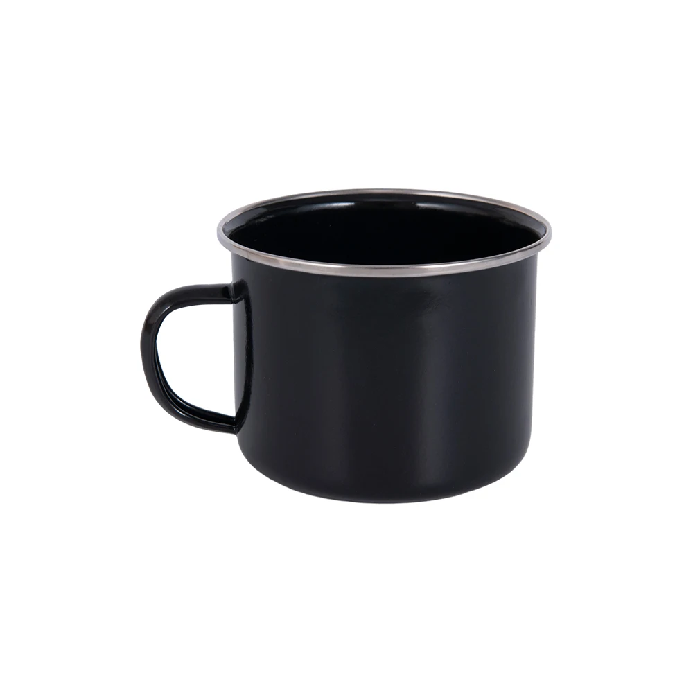 Custom Good Quality Durable Black Travel Coffee Enamel Cup Campfire Camping Mugs Drinking Water with Handle