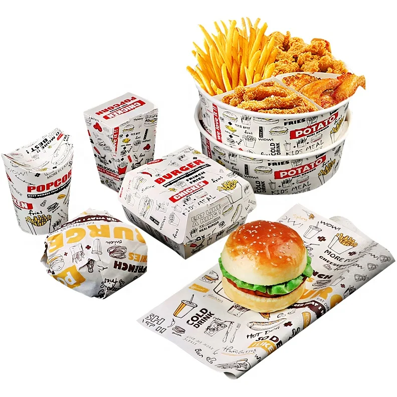 
custom logo printed food grade burger wrapping paper Wholesale baking paper and hamburger paper 
