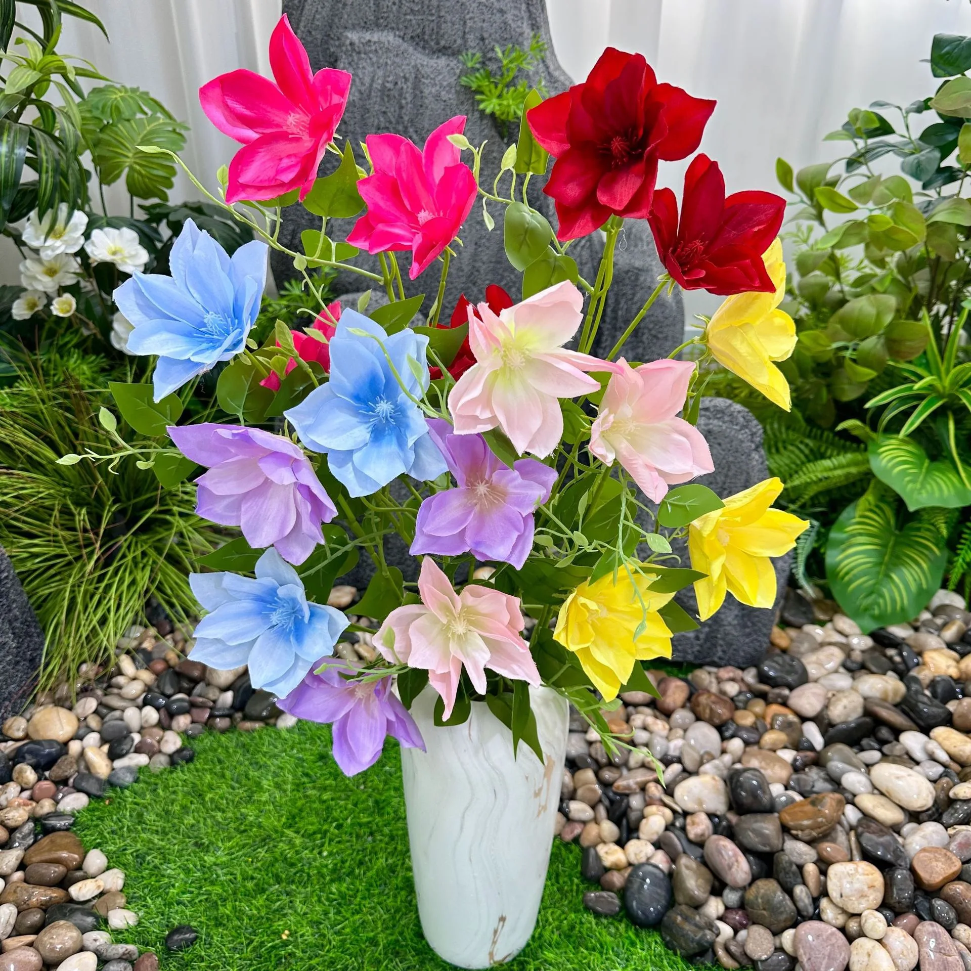 Wedding series simulation flower Xinxin clematis home living room decoration matte cloth flower material