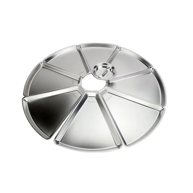 
18/8 Stainless steel 9 pcs dinner food plate sauce dish sets with rack serving for birthday/Christmas/holiday party restaurant 