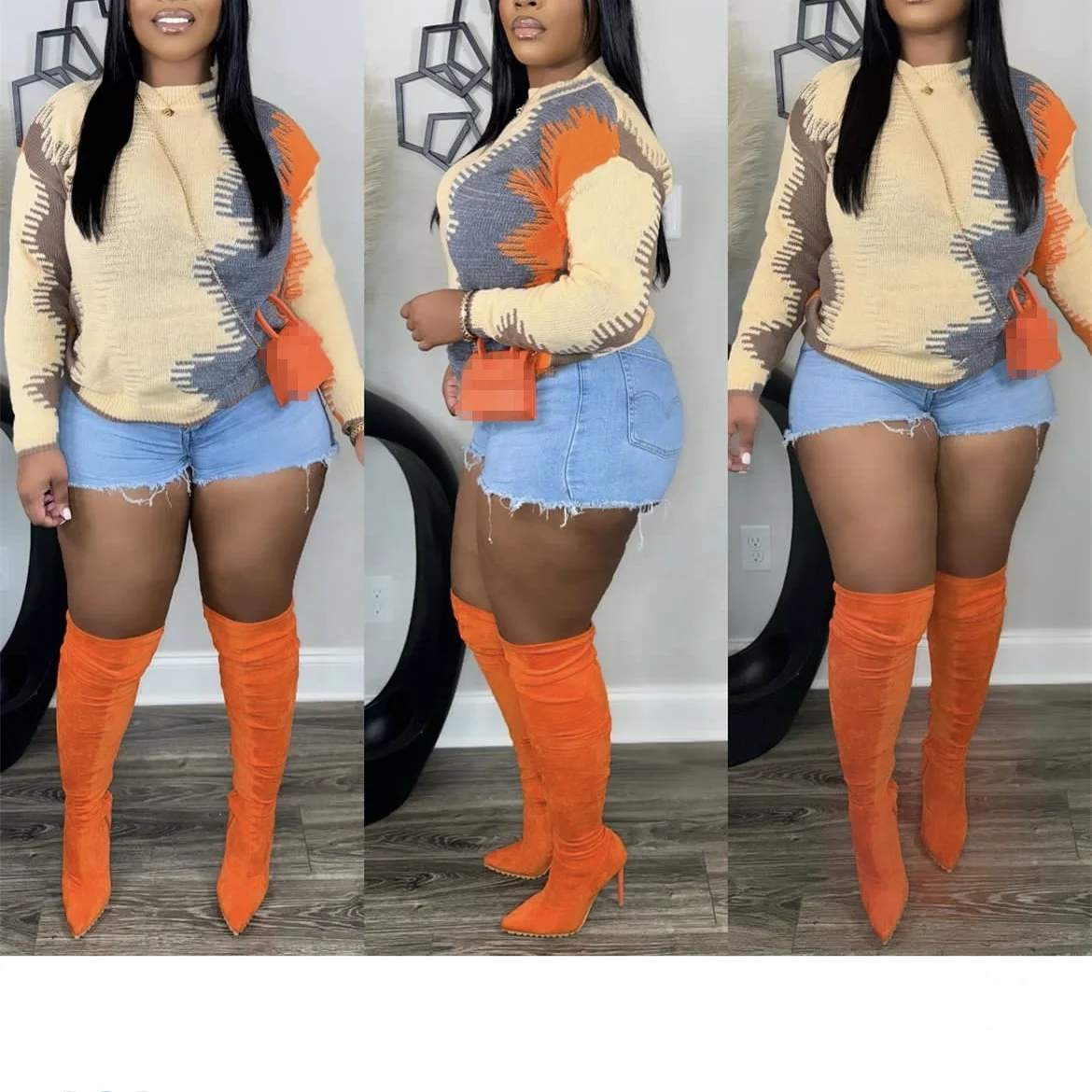 Женский вязаный свитер с длинным рукавом