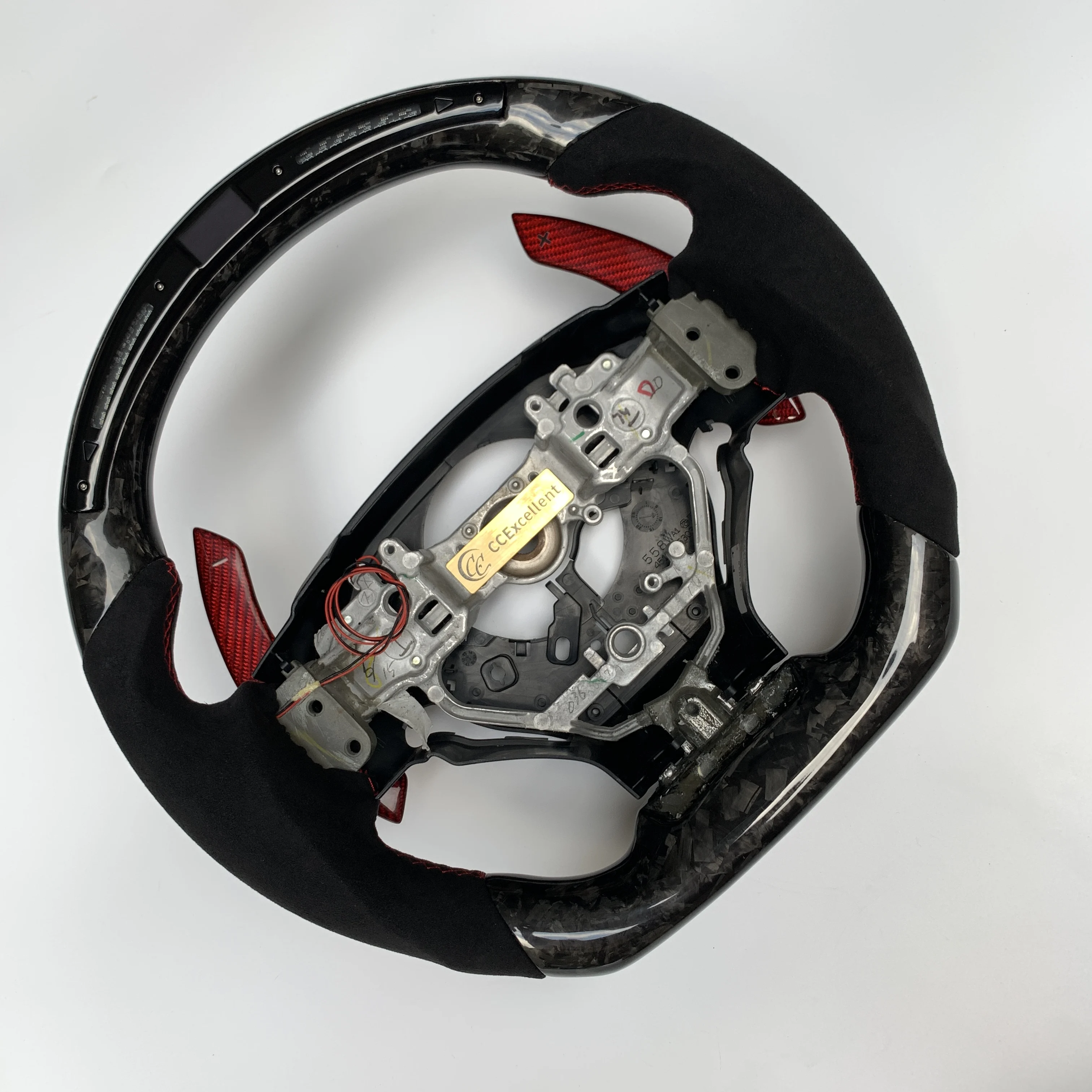 Factory supply forged LED carbon fiber steering wheel for Lexus 2014+ is250 is350  with red paddle shifters