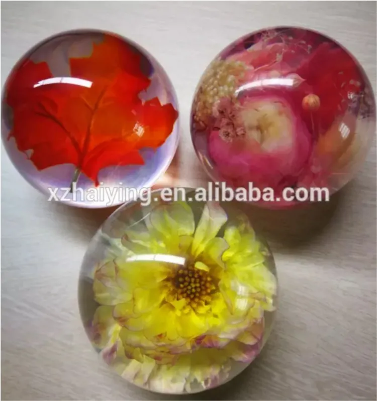 New  acrylic resin flower ball  acrylic clear ball with flower inside custom various flower available