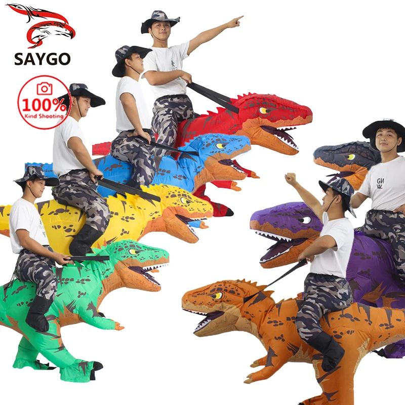 Saygo Source Factory Customized Realistic Design Waterproof cloth Inflatable Ride Dinosaur Costume For Game