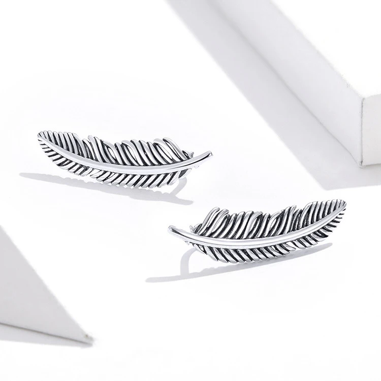 Wholesale Feather Natural Stone Custom Silver Name Plate Flatback Square Diamond Brushed Earrings