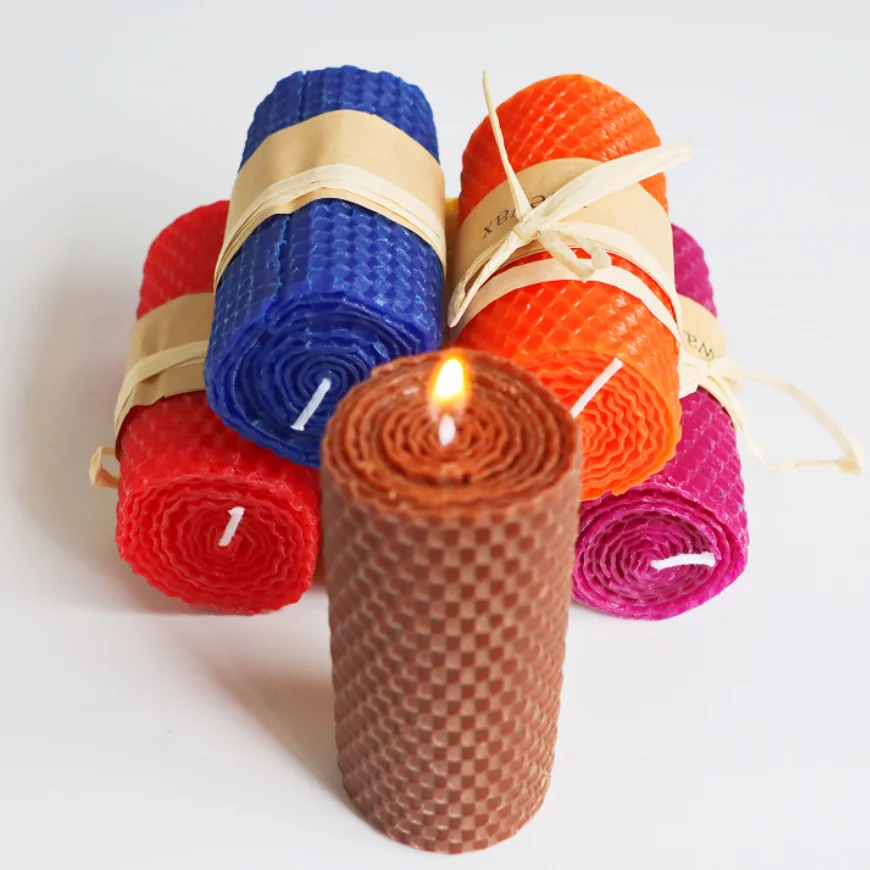 Hand-Rolled Smokeless Pillar Candle Bees wax Candle For Gift And Home Decor