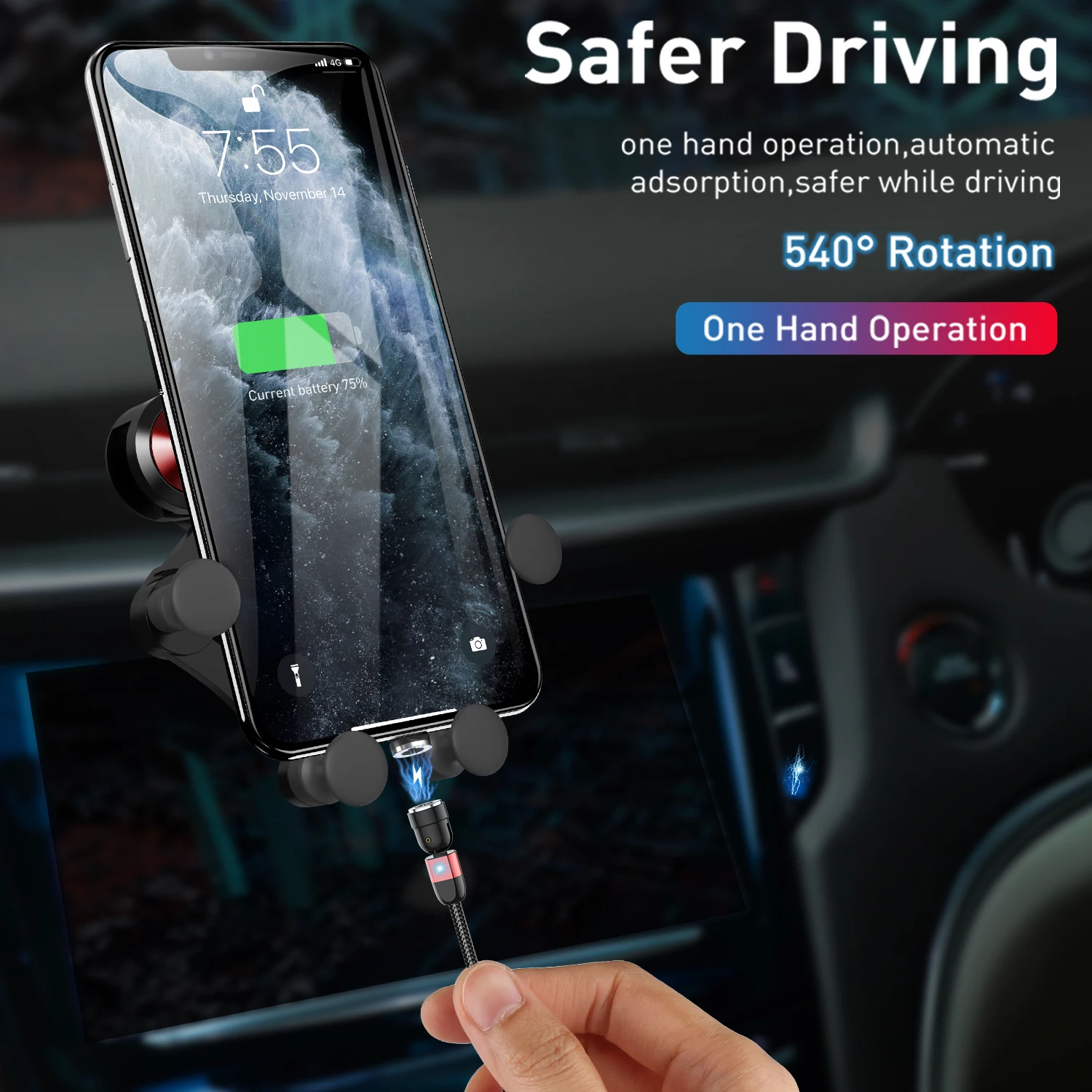 USLION 3 in1 USB Magnetic USB Cable Type C Fast Charging Cable Magnet Data Cables Micro USB for iphone 14