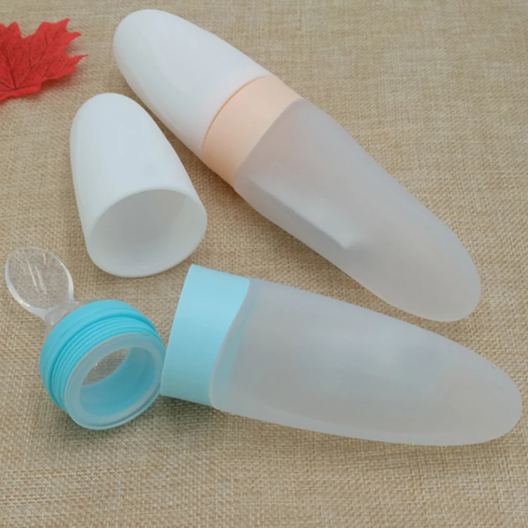 2020 Oem Bpa Free Silicone Food Feeding Supplies Squeeze Baby Spoon Bottle For Feeding