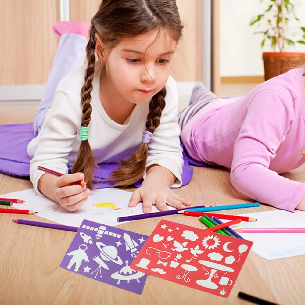 
2019 Wholesale Custom plastic drawing stencil sets for kids 