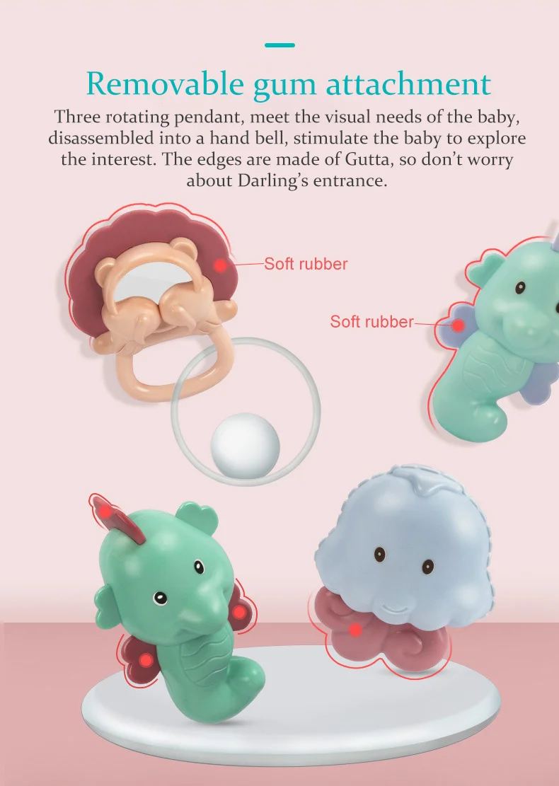 Baby comfort toy crib rattle projection and scratch