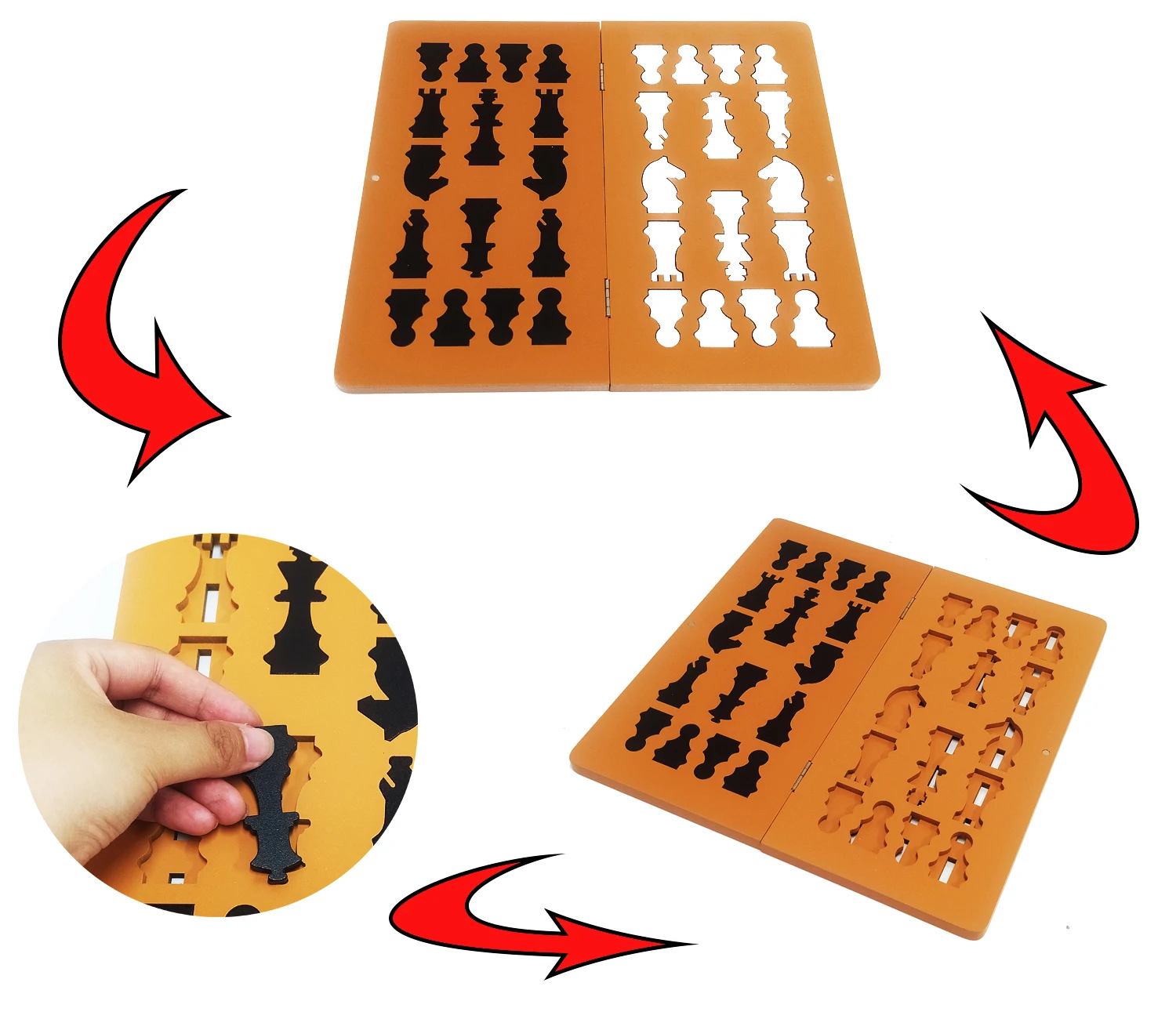 Wooden Chess Games Portable Folding Chess Board Childhood Wooden Chess Game Set