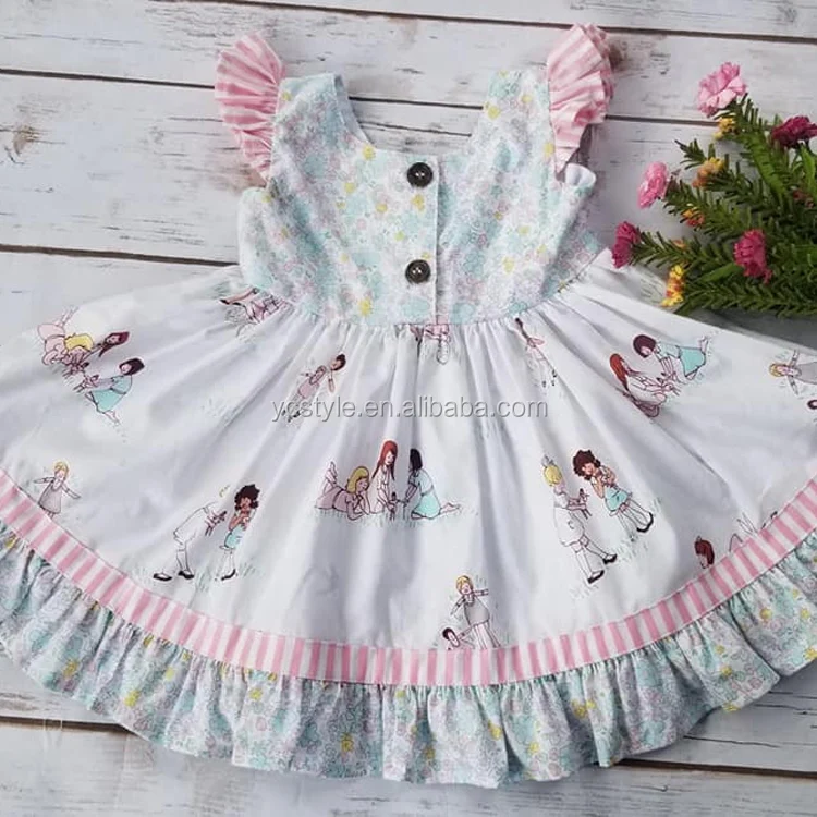 
2019 Cotton Cartoon Kids Wholesale Clothing Sweet Girls Dresses 