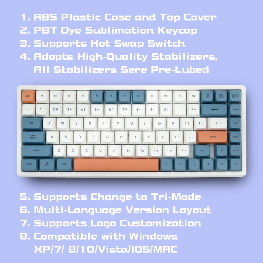 2021 Newest Design Gaming Mechanical RGB BLUETH USB Type-C Keyboard