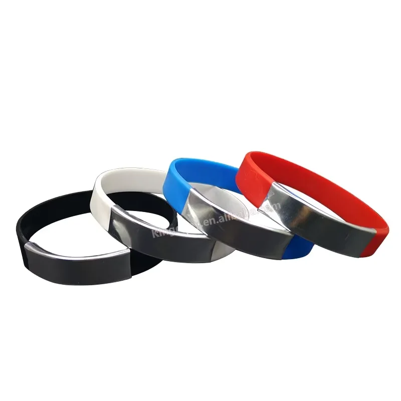 Fashion Wholesale Cheap Custom Print Wristband Silicone Bracelet Silicone Bracelet with Metal Clasp