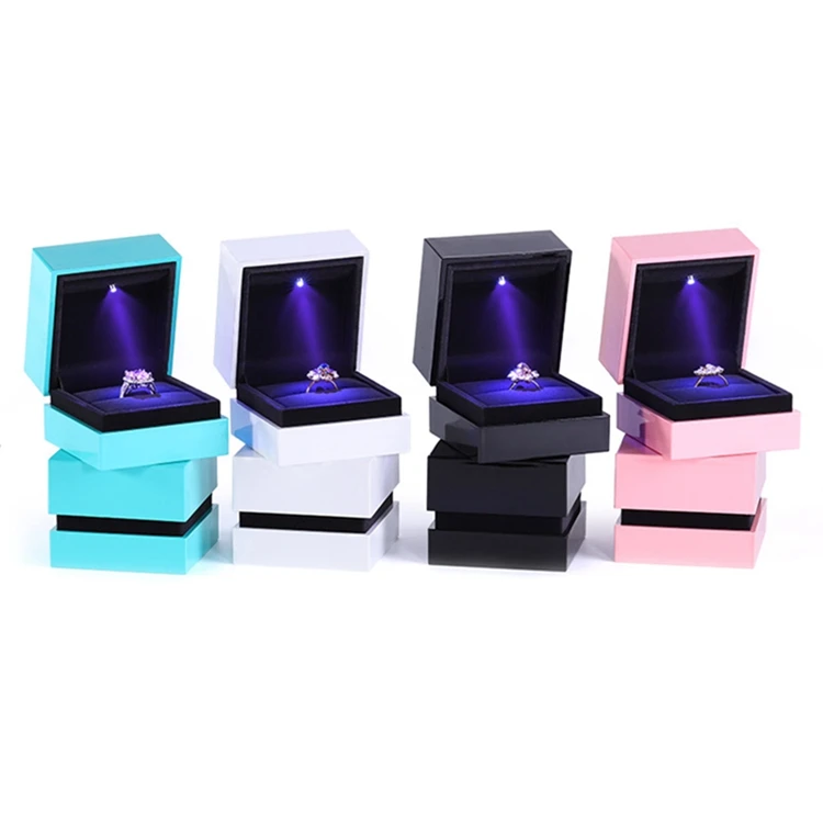 
Bulk cheap price high quality plastic luxury earring pendant ring LED jewelry box with custom logo 