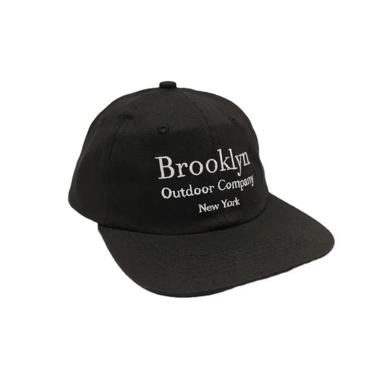 Custom 6 Panel Unstructured Snapback Caps Embroidered Logo Flat Brim Dad Hat