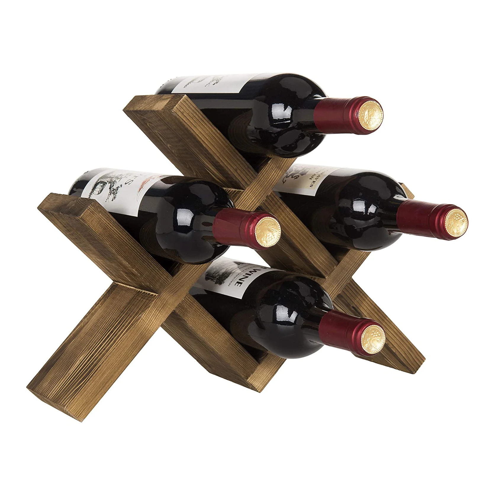 Столешница с 4 бутылками, Винная стойка в деревенском стиле из коричневого дерева