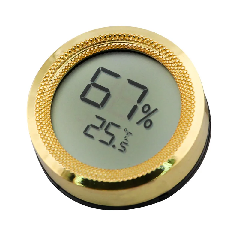 43mm Round Metal Cigar Box Digital Thermometer Hygrometer Mini Portable Cigar Humidor Hygrometer