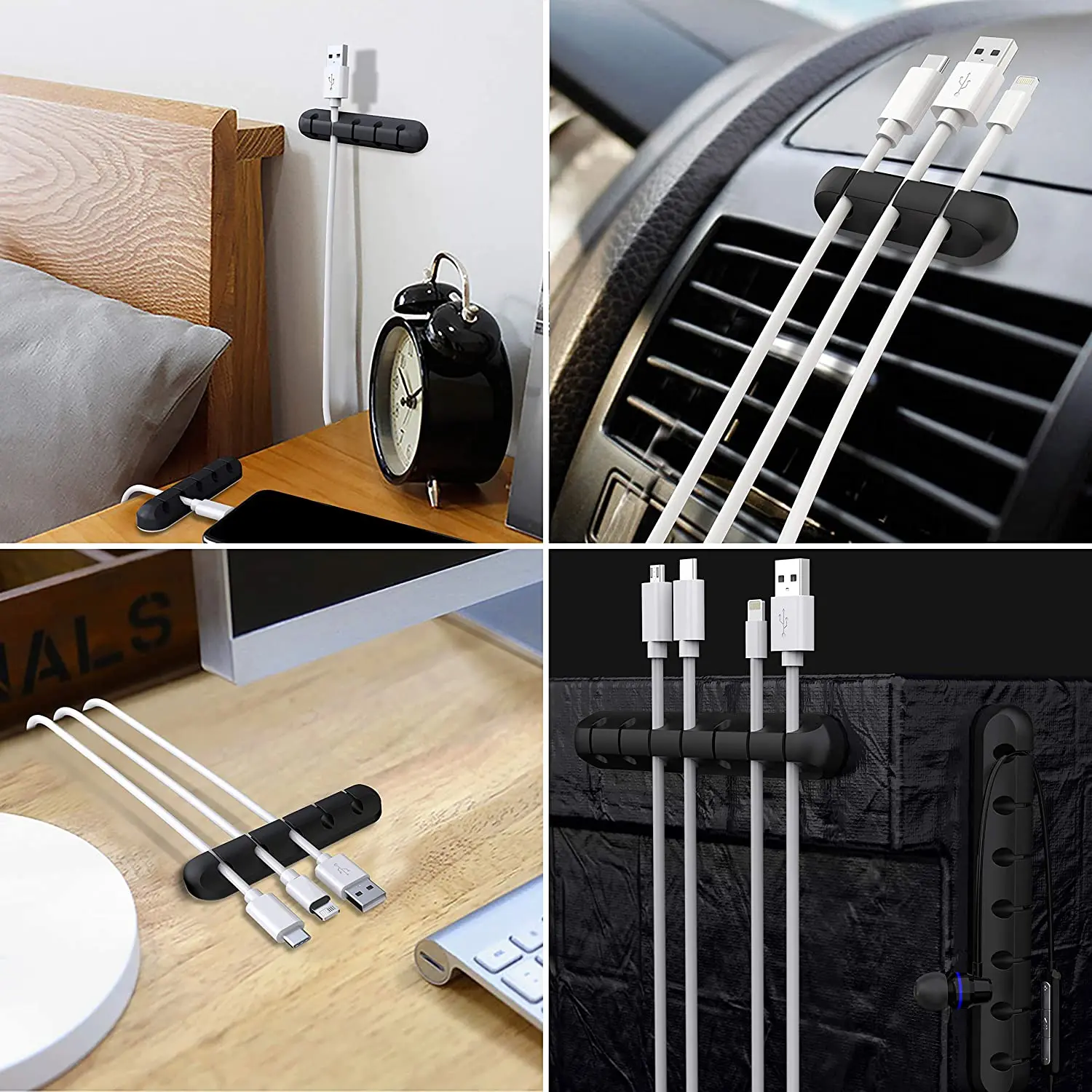 Cable Holder Clips Management Cord Organiser Clips Silicone Self Adhesive for USB Charging Cable Power Cord Mouse Cable Wire PC