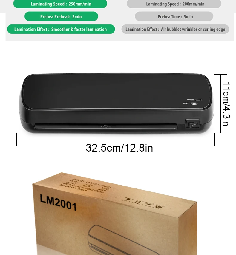 Mini hot laminator for home/office using A4 laminating machine LM2001