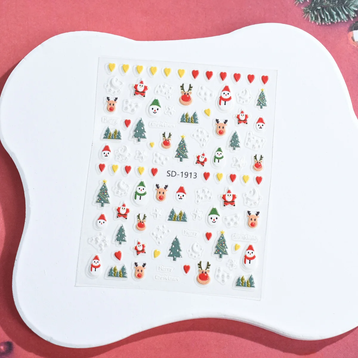 Nail Supplier Winter Self-Adhesive Decals Snowflake Elk Blue Leaves Christmas Tree Pattern Design Christmas Nail Art Stickers