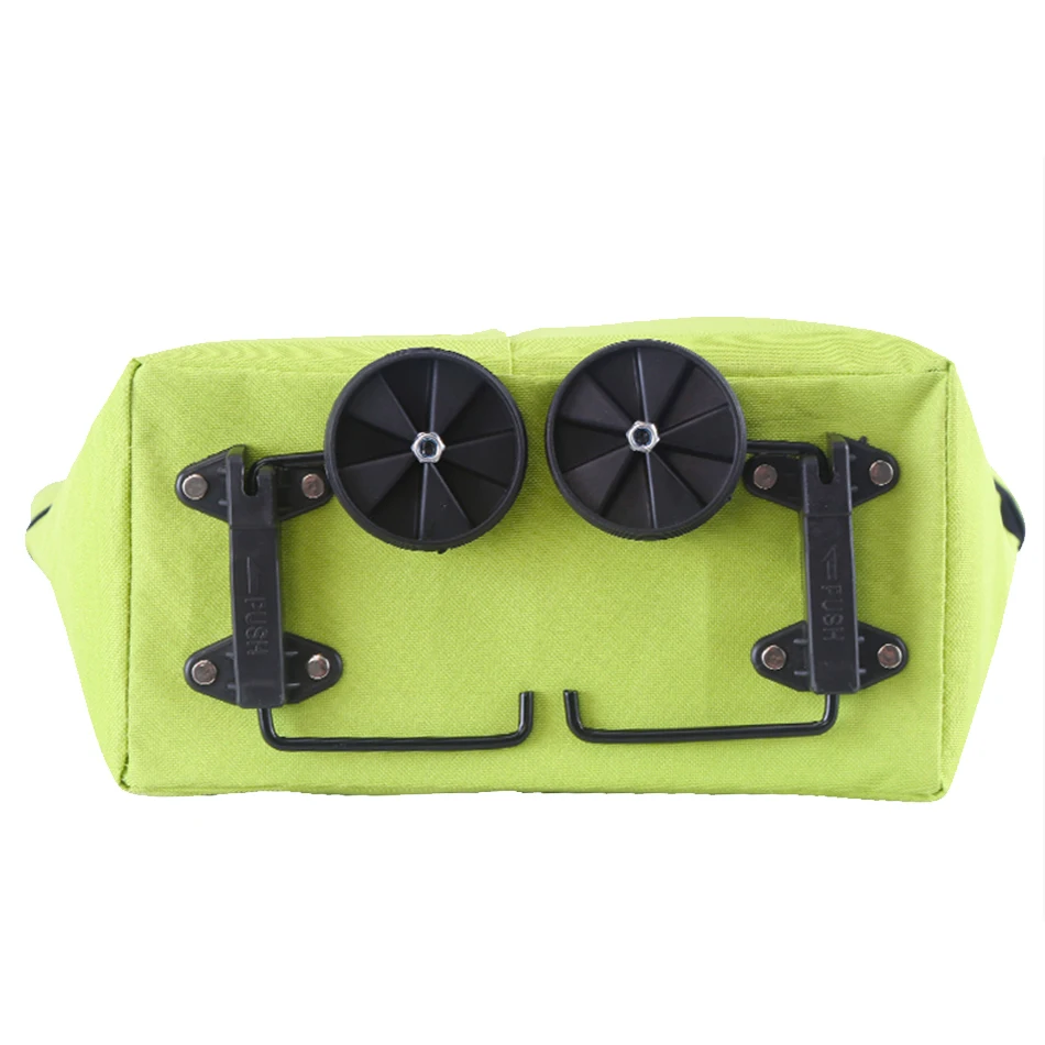 wholesale green foldable folding wheel custom logo shopping cart trolley bags