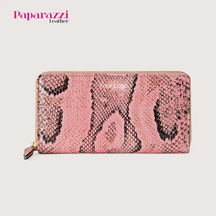 BSCI Authorized Factory #PA0121 Snake Pattern  Purse Rfid Women Vegan Leather Women Wallet Credit Card Holder With Zipper